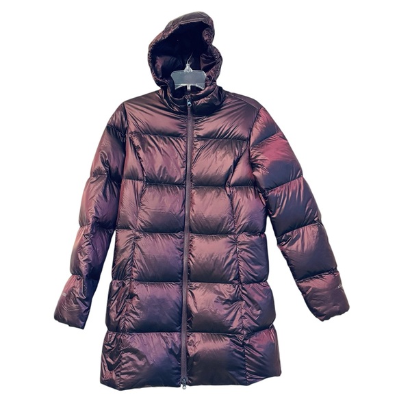 Eddie Bauer Luna Peak Down Parka Hooded Eggplant Coat Women's Small - Picture 3 of 11